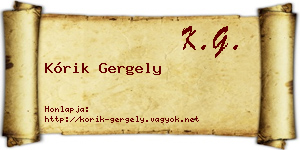 Kórik Gergely névjegykártya