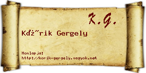 Kórik Gergely névjegykártya